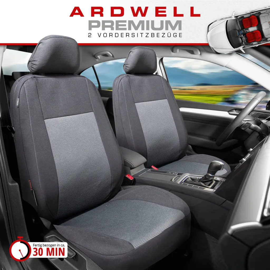 WALSER Premium Autositzbezüge Ardwell Mit Reißverschluss, ZIPP-IT Schonbezüge, 2 Vordersitzbezüge Schwarz/grau 11867 4 WALSER Premium Autositzbezüge Ardwell Mit Reißverschluss, ZIPP-IT Schonbezüge, 2 Vordersitzbezüge Schwarz/grau 11867 – Bild 2