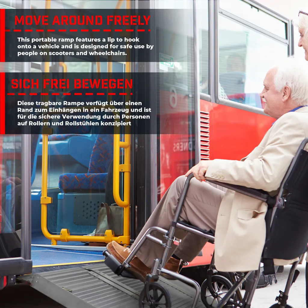 Jago® Rollstuhl Rampe - Aluminium, Klappbar, Versch. Größen (90 Cm, 122 Cm, 150cm), Mobile Faltbar, 270 Kg - Rollstuhlrampe, Auffahrrampe (150cm) 11 Jago® Rollstuhl Rampe - Aluminium, Klappbar, Versch. Größen (90 Cm, 122 Cm, 150cm), Mobile Faltbar, 270 Kg - Rollstuhlrampe, Auffahrrampe (150cm) – Bild 9