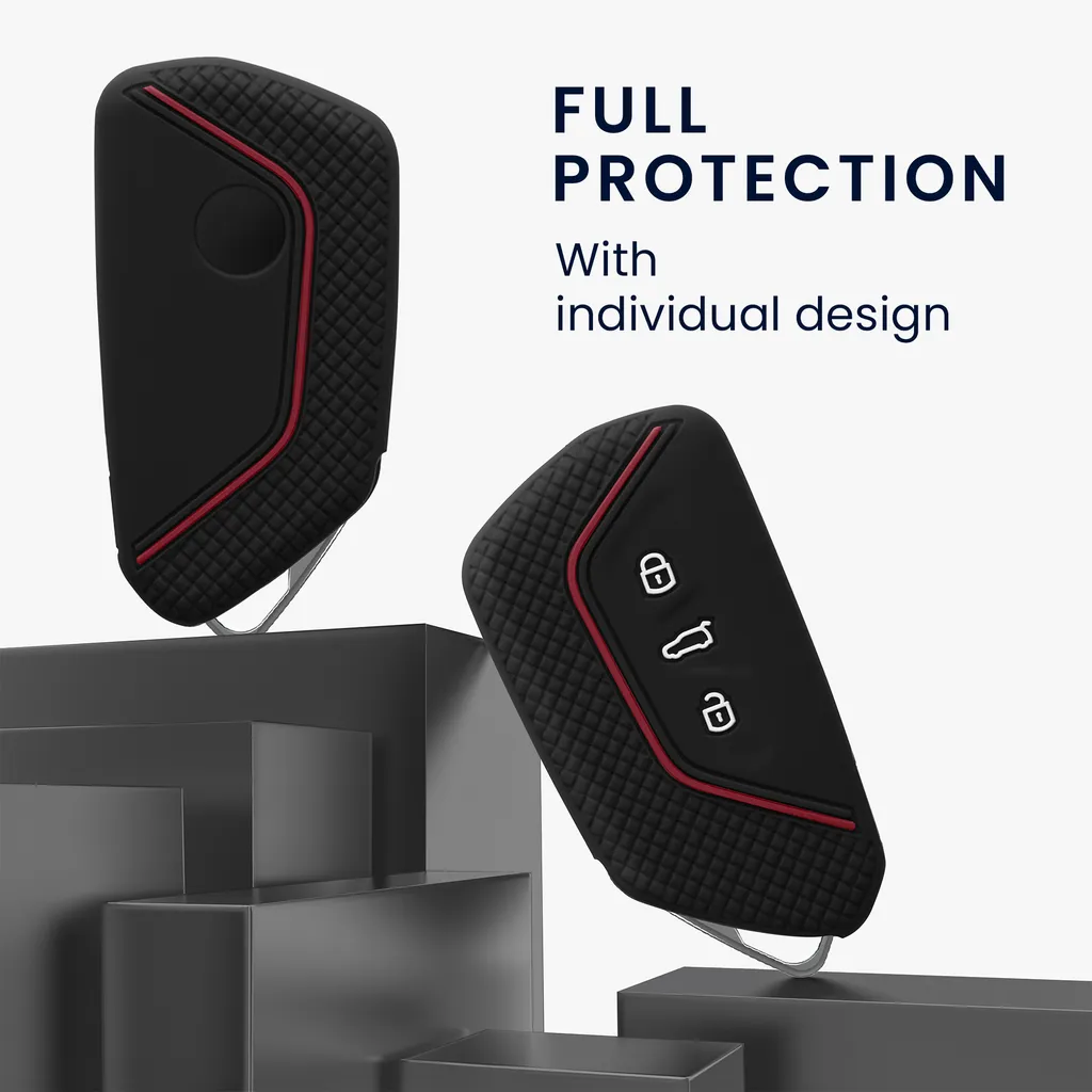 Kwmobile Autoschlüssel Silikon Hülle Kompatibel Mit VW Golf 8 3-Tasten Autoschlüssel - Schlüsselhülle - In Schwarz Rot 4 Kwmobile Autoschlüssel Silikon Hülle Kompatibel Mit VW Golf 8 3-Tasten Autoschlüssel - Schlüsselhülle - In Schwarz Rot – Bild 2