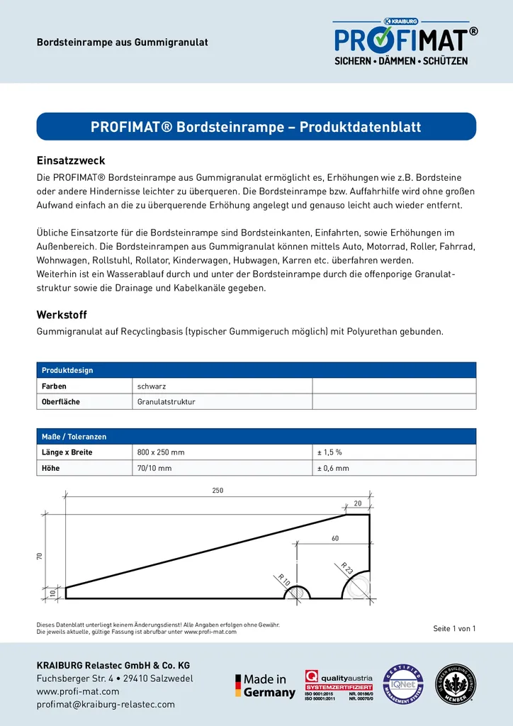 PROFIMAT® Bordsteinrampe 800x250x70mm Mit Kabelkanal 8 PROFIMAT® Bordsteinrampe 800x250x70mm Mit Kabelkanal – Bild 6