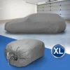 ECD Germany Autoabdeckung 3-Lagig - Größe XL - 465x157x122 Cm - Grau - Atmungsaktiv, Wasserdicht, Staubdicht, UV-Schutz, Winter&Sommer, Abdeckplane Autoplane Vollgarage Autogarage Ganzgarage Schutzhülle