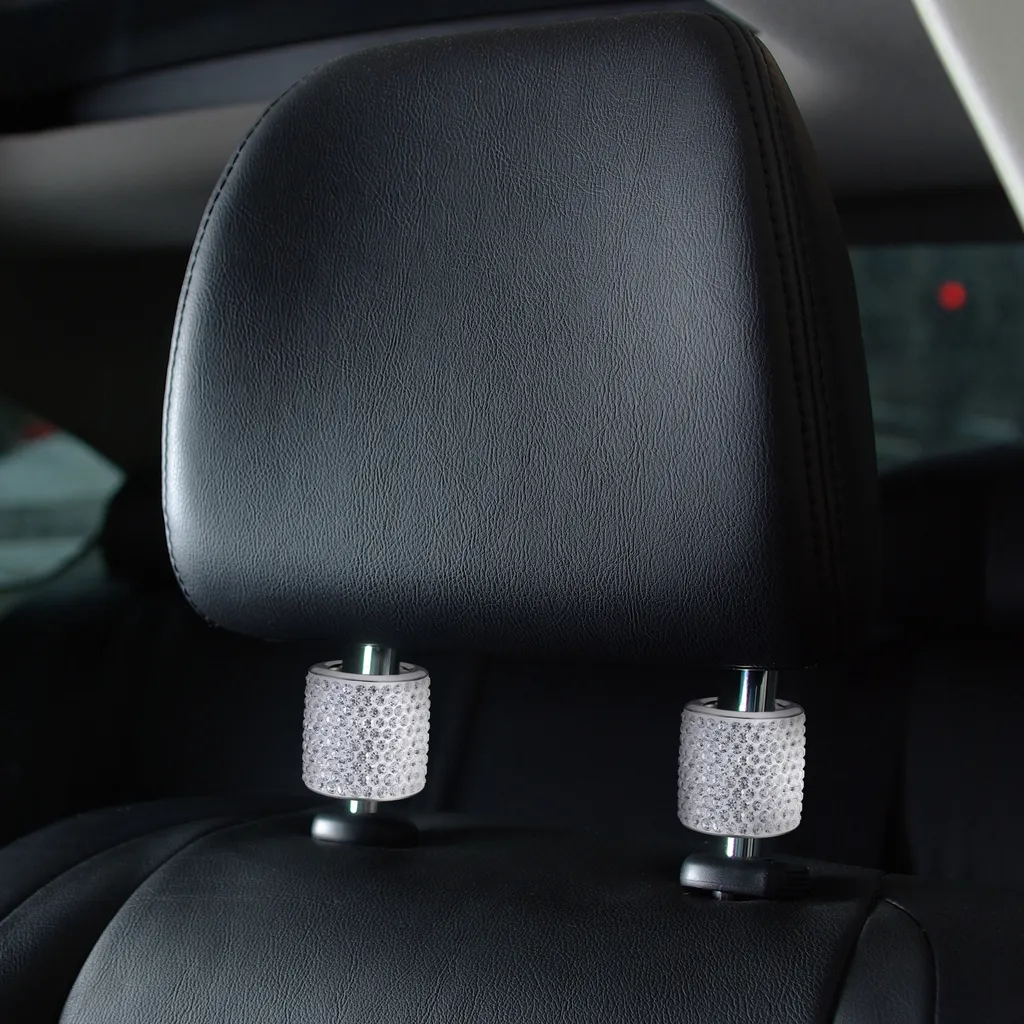 Kwmobile 2x Auto Kopfstützen Ringe - Glitzer Auto Dekoringe Mit Strasssteinen - Metall Ringe - Auto Innendekoration - Silber 4 Kwmobile 2x Auto Kopfstützen Ringe - Glitzer Auto Dekoringe Mit Strasssteinen - Metall Ringe - Auto Innendekoration - Silber – Bild 2