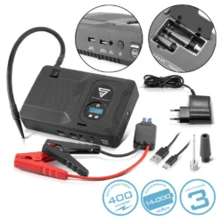 STAHLWERK Powerbank Auto Starthilfe Booster Mit Kompressor LED Und USB Ladegerät