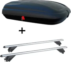 Dachbox VDPBA320 320Ltr Carbonlook Abschließbar + Alu Dachträger RB003 Kompatibel Mit Volkswagen Touran (5Türer) Ab 2015