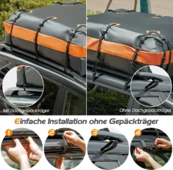 COSTWAY 50 L Dachbox Für Auto, Wasserdichter Dachkoffer Mit 10 Breite Gurte & 6 Türhaken & Anti-Rutsch Matte & Tragetasche, Faltbare Gepäckbox Für Alle Fahrzeuge Mit/ohne Gepäckträger, Schwarz -Volkswagen || AL-KO Verkaufsgeschäft afb826b3ddd52ca51e098047d3820828