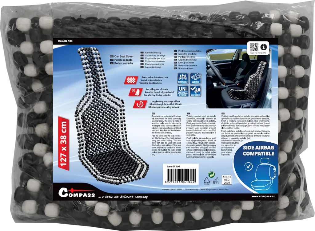 Compass 04106 - Sitzbezug Holzkugeln BLACK 127x38cm 6 Compass 04106 - Sitzbezug Holzkugeln BLACK 127x38cm – Bild 4