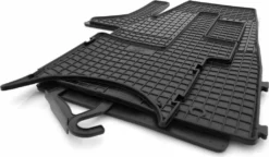 Volkswagen Gummimatten Passend Für VW Transporter T5 T6 (3-Sitzer Vorn) Bus Kasten Pritsche Gummi Allwetter Fußmatten 3-teilig Schwarz