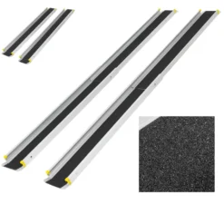 ECD Germany Auffahrrampe 2er Set Mit Antirutsch-Belag, 122 - 215 Cm, Aus Aluminium, Bis 270 Kg, Klappbar, Für Treppe Und Hindernissen, Rollstuhlrampe Laderampe Teleskoprampe Rampe Auffahrschiene Ladeschiene