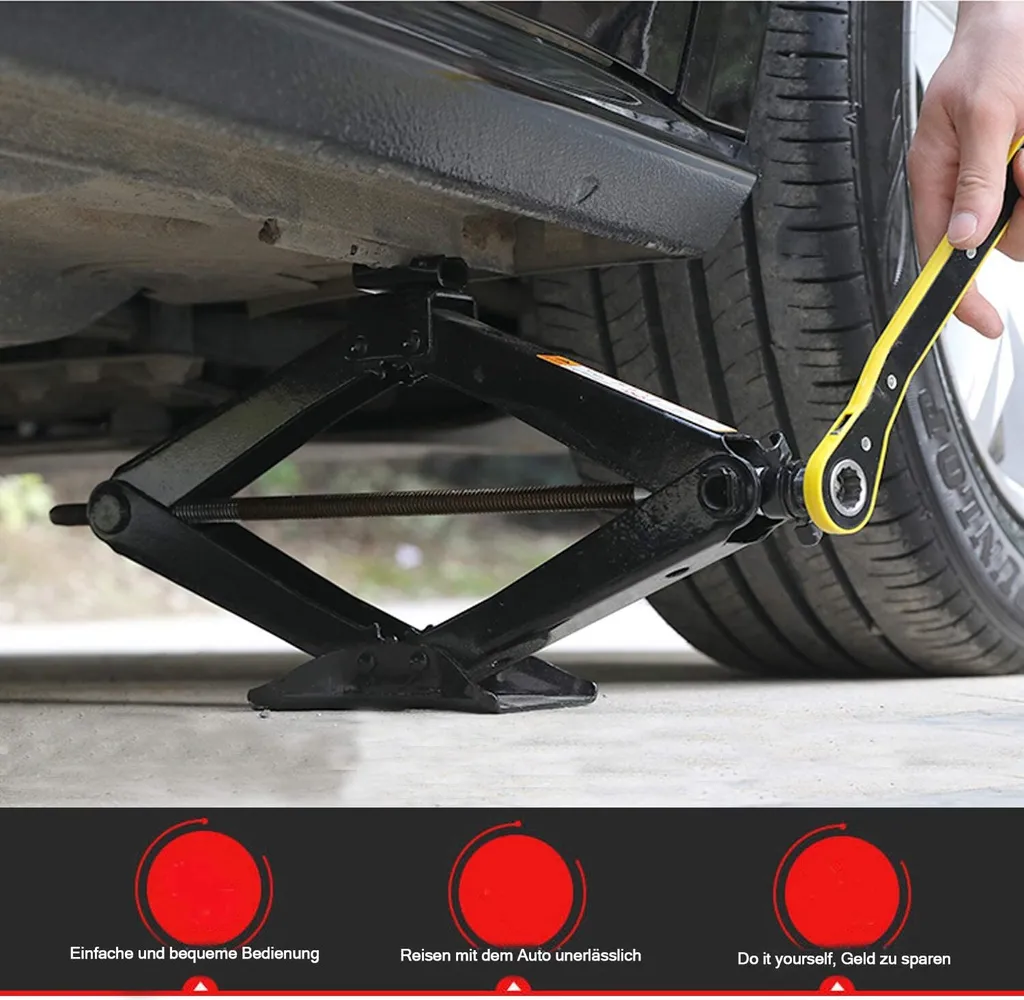 Speed 2T Scherenwagenheber Wagenheber PKW Heber Mit Schraubenschlüssel Für Auto Familienauto Kleinlastwagen - Schwarz 9 Speed 2T Scherenwagenheber Wagenheber PKW Heber Mit Schraubenschlüssel Für Auto Familienauto Kleinlastwagen - Schwarz – Bild 7