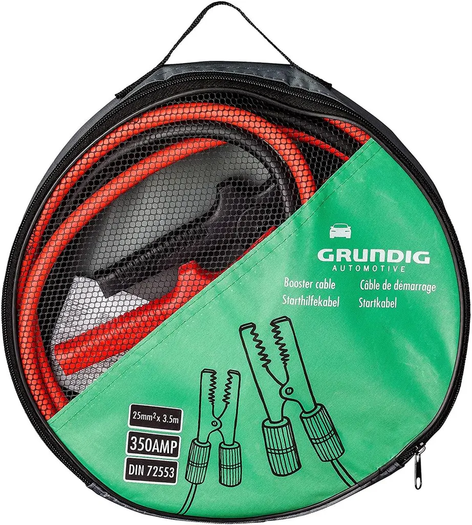 GRUNDIG Starthilfekabel Verwicklungsfreies Überbrückungskabel 3,5m - 25mm²- 350 Ampere 12V / 24V - Vollisolierte Polklemmen - Nach DIN 72553 - Inkl. Aufbewahrungstasche 3 GRUNDIG Starthilfekabel Verwicklungsfreies Überbrückungskabel 3,5m - 25mm²- 350 Ampere 12V / 24V - Vollisolierte Polklemmen - Nach DIN 72553 - Inkl. Aufbewahrungstasche