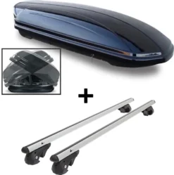 Dachbox VDPMAA580 580Ltr Duo Beidseitig Aufklappbar Abschließbar + Alu Relingträger VDP004XL Kompatibel Mit Mercedes GLK Ab 08