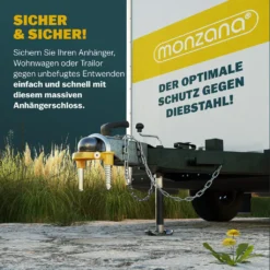 Monzana Anhängerschloss Für Gängige Anhängerkupplung Einfache Montage Diebstahlschutz Diebstahl Anhängersicherung Sicherheitsschloss, Farbe:gelb