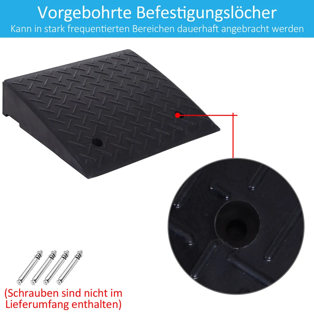 HOMCOM 2 Auffahrrampe, Bordsteinrampe, Gummirampen, Schwellenrampe, Auffahrhilfe Für Auto, Gummi, Schwarz, 48 X 32 X 13 Cm 7 HOMCOM 2 Auffahrrampe, Bordsteinrampe, Gummirampen, Schwellenrampe, Auffahrhilfe Für Auto, Gummi, Schwarz, 48 X 32 X 13 Cm – Bild 5