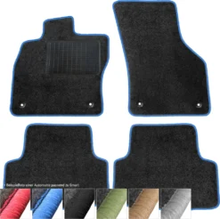 Fußmatten Auto Velours Autoteppiche Schwarz Automatten Set 2-teilig Passend Für Smart ForTwo I 1998-2007 (Blaue - Ziernähte)