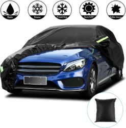 Autoabdeckung Vollgarage Abdeckplane Autogarage, 530x200x150 Cm 210T Autoplane Ganzgarage, Wasserdicht, UV- Und Staubbeständige Hagelschutzdecke, Schwarz