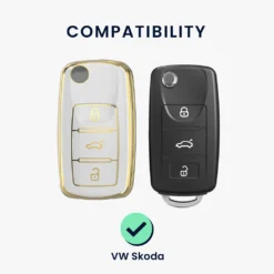 Kwmobile Autoschlüssel Hülle Kompatibel Mit VW Skoda Seat 3-Tasten Autoschlüssel - Schlüsselhülle Silikon Cover - Weiß Gold -Volkswagen || AL-KO Verkaufsgeschäft c731437f968107f45bcd413626791d1f