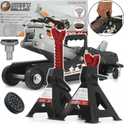 Rangierwagenheber 2,5T Wagenheber 2x Unterstellbock 3T Niedrigprofil Hubhöhe 80mm-360mm SUPER SET