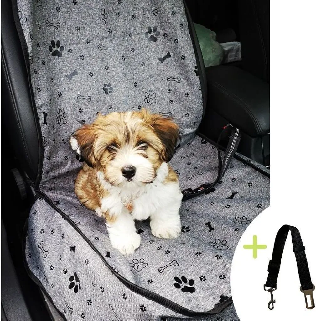 Autositzschoner Hundedecke VORDERSITZE Auto Hund Decke Vorne Sitzbezug 4A. Grau - Pfoten/Knochen 2 Autositzschoner Hundedecke VORDERSITZE Auto Hund Decke Vorne Sitzbezug 4A. Grau - Pfoten/Knochen