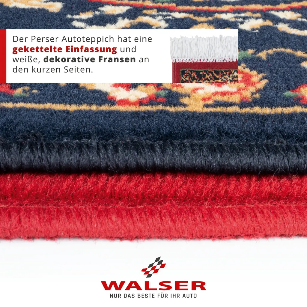 WALSER Perserteppich Auto, Universaler Orientteppich-Auto Blau, Klassischer Autoteppich Orientalisch, PKW-Teppich Mit Weißen Teppichfransen 60x40cm 4 WALSER Perserteppich Auto, Universaler Orientteppich-Auto Blau, Klassischer Autoteppich Orientalisch, PKW-Teppich Mit Weißen Teppichfransen 60x40cm – Bild 2