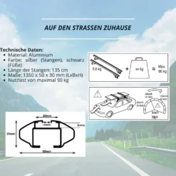 Dachträger - Relingträger - Dachgepäckträger - Querträger Dachreling - Relingträger Universal - VDP-R003 - Aluminium - 135cm - 90kg - Für Bündige Dachschienen -Volkswagen || AL-KO Verkaufsgeschäft d24a80cb0ecaaf76f9ba6dee7abbfbf8