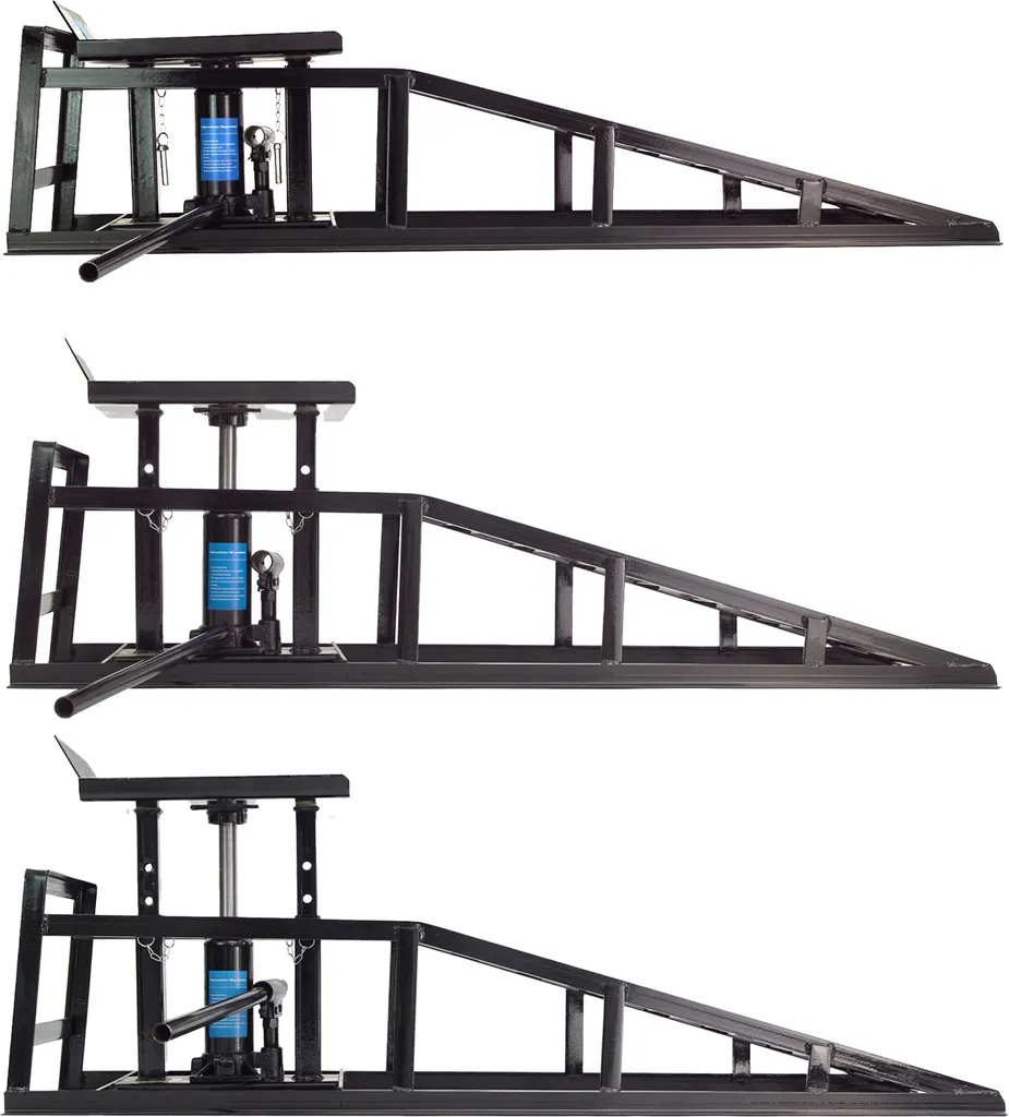 2x Hydraulischer Auffahrbock Auffahrrampe Pkw KfZ Wagenheber Höhenverstellbar 7 2x Hydraulischer Auffahrbock Auffahrrampe Pkw KfZ Wagenheber Höhenverstellbar – Bild 5