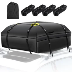 Auto Dachbox 15 Kubikfuß Faltbare Dachkoffer Aufbewahrungsbox Wasserdicht Dachtasche Dachgepäckträger Tasche Aufbewahrungsbox Für Reisen Und Gepäcktransport, Autos, SUVs, Schwarz