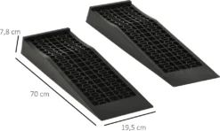 HOMCOM 2 Auffahrrampe, Schwellenrampe, Bordsteinrampe, Gummirampen, PP, Schwarz, 70 X 20 X 8 Cm