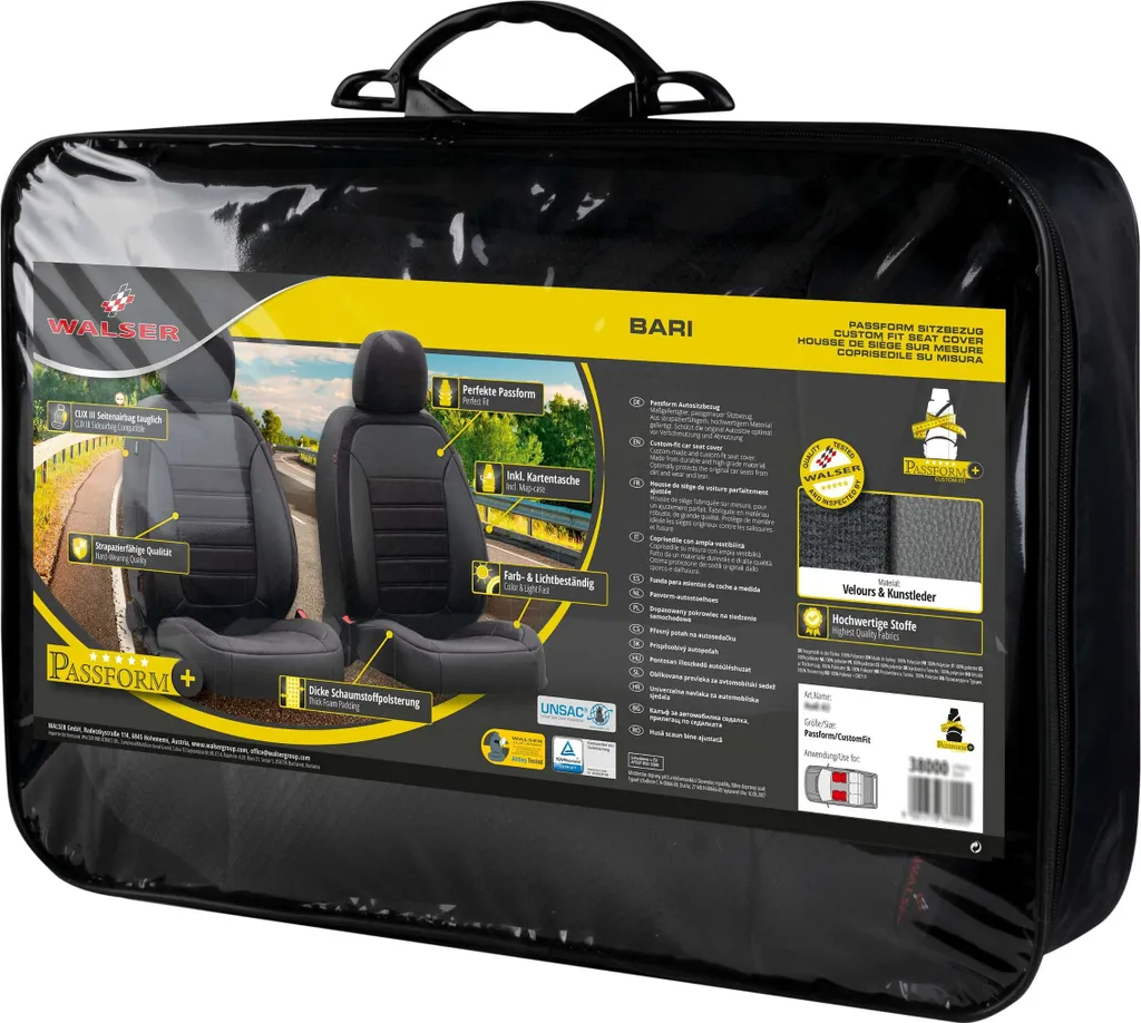 WALSER Passform-Sitzbezug Bari, Schonbezug Kompatibel Mit Opel Astra J Caravan (P10) 10/2010-10/2015, 2 Einzelsitzbezüge Normalsitze 11 WALSER Passform-Sitzbezug Bari, Schonbezug Kompatibel Mit Opel Astra J Caravan (P10) 10/2010-10/2015, 2 Einzelsitzbezüge Normalsitze – Bild 9