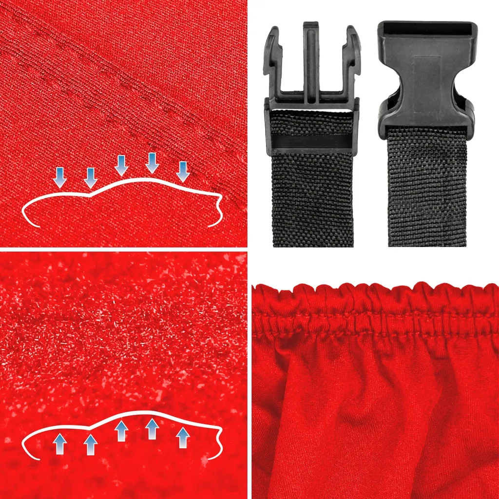 ECD Germany Autoabdeckung Indoor Größe XL - 533x178x119 Cm - Rot - Stretch Soft Satin - Atmungsaktiv - Staub- Und SchmutzabWeißend - Abdeckplane Autoplane Autogarage Ganzgarage Schutzdecke Schutzhülle 4 ECD Germany Autoabdeckung Indoor Größe XL - 533x178x119 Cm - Rot - Stretch Soft Satin - Atmungsaktiv - Staub- Und SchmutzabWeißend - Abdeckplane Autoplane Autogarage Ganzgarage Schutzdecke Schutzhülle – Bild 2
