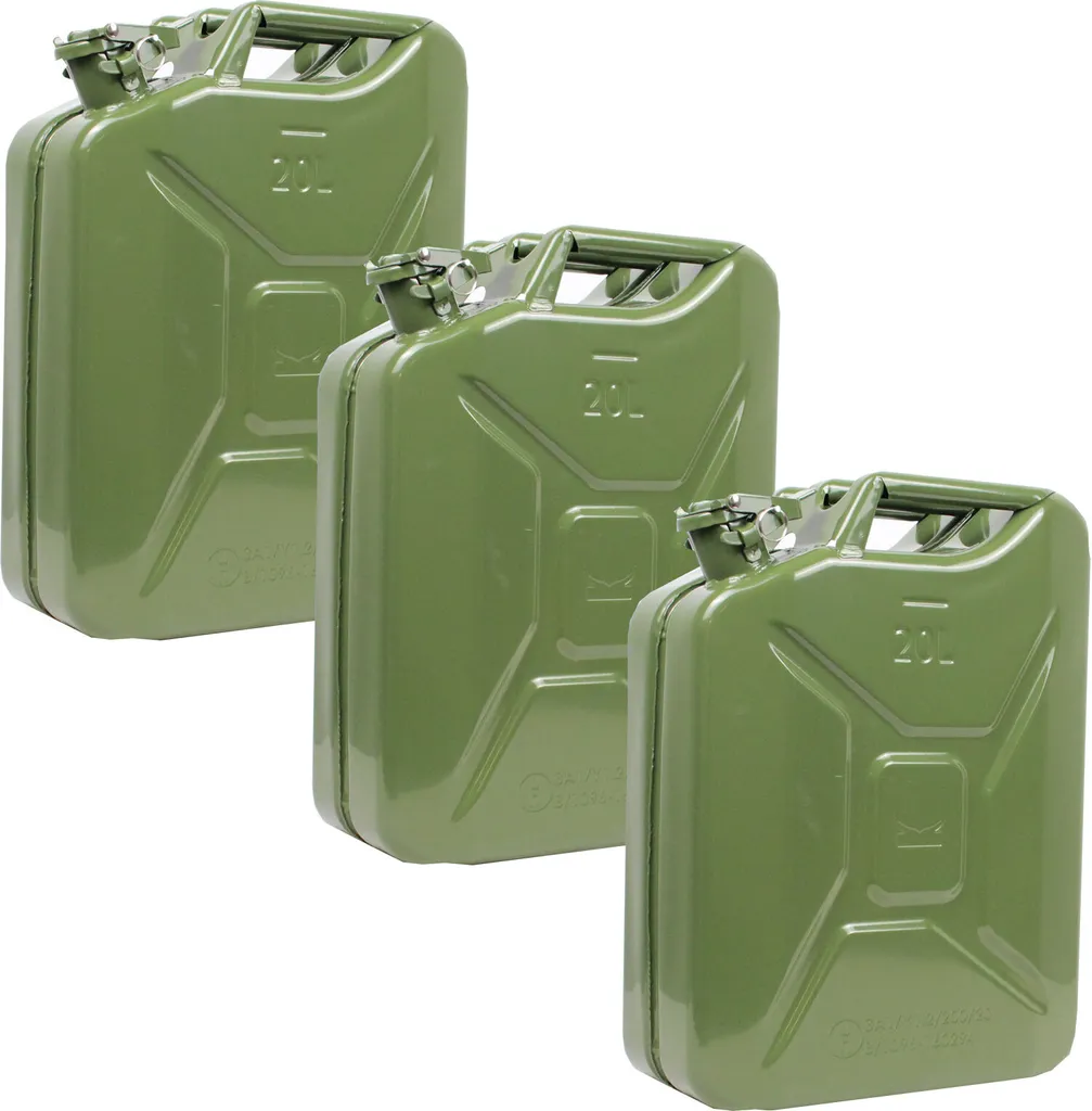 3x 20l Benzinkanister Aus Olivgrünem Metall Inkl. Ausgießer Geeignet Für Z.B. Benzin Oder Diesel 4 3x 20l Benzinkanister Aus Olivgrünem Metall Inkl. Ausgießer Geeignet Für Z.B. Benzin Oder Diesel – Bild 2
