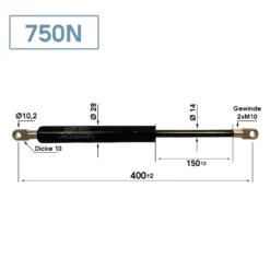 Gasdruckfeder Pferdeanhänger Länge-400mm Hub-150mm Kraft-750N Gasdruckdämpfer Mit Augenaufnahme M10 400/150/750N Ø10,2mm Gasfeder Anhänger -Volkswagen || AL-KO Verkaufsgeschäft f46d45ee70f01e27d74257a4666a9544