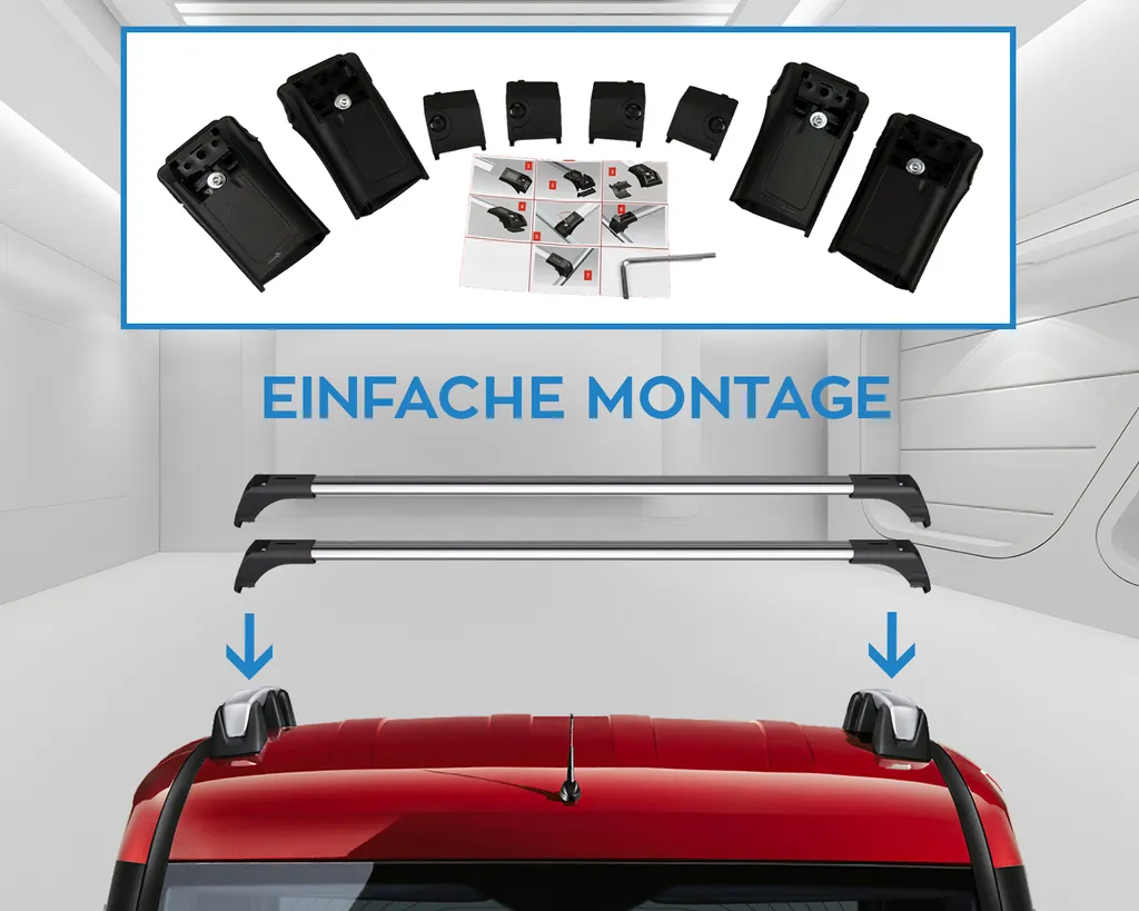 BREMER SITZBEZÜGE Dachträger Dachgepäckträger Querträger Kompatibel Mit Dachreling Für Ford Galaxy 2 WA6 Ab 2006-2014 In Grau V2 5 BREMER SITZBEZÜGE Dachträger Dachgepäckträger Querträger Kompatibel Mit Dachreling Für Ford Galaxy 2 WA6 Ab 2006-2014 In Grau V2 – Bild 3