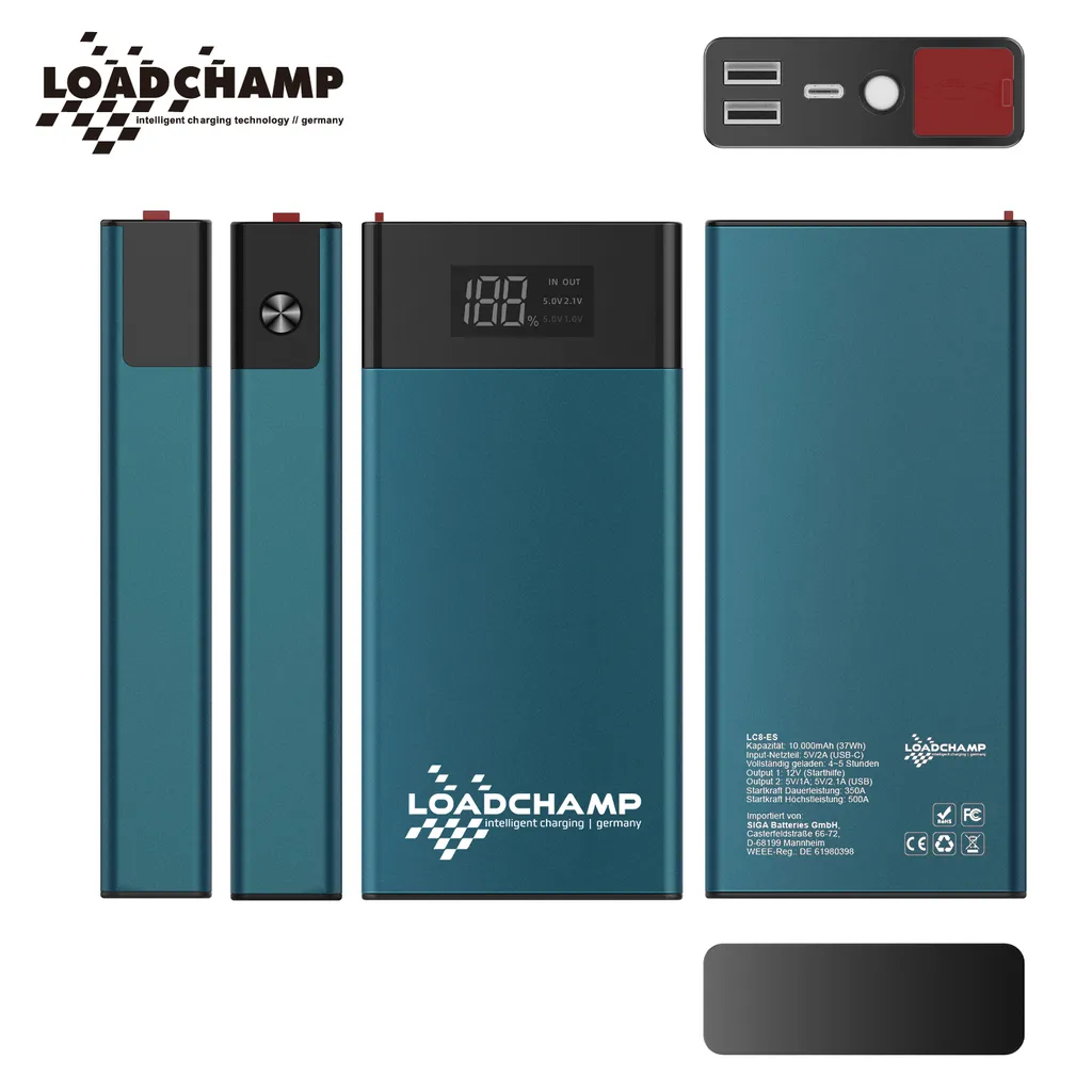 LOADCHAMP Starthilfe Powerbank 12V 10000mAh 500A Motorrad Auto Roller Starthilfegerät 6 LOADCHAMP Starthilfe Powerbank 12V 10000mAh 500A Motorrad Auto Roller Starthilfegerät – Bild 4